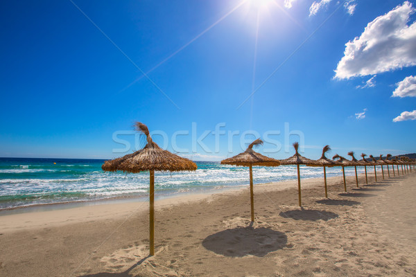 Menorca sunroof row tropical beach at Balearic islands Stock photo © lunamarina