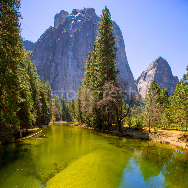 Yosemite folyó fél kupola Kalifornia égbolt Stock fotó © lunamarina