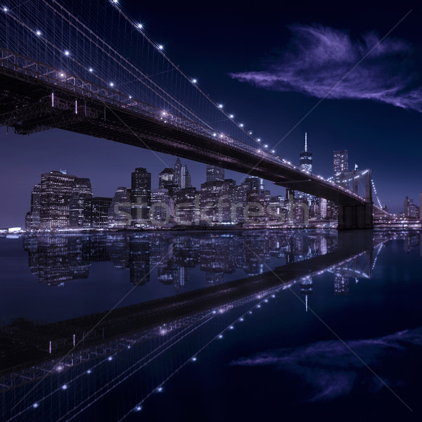 Brooklyn Bridge sunset New York Manhattan Stock photo © lunamarina