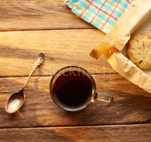 Stockfoto: Koffie · cookies · biscuits · eigengemaakt · vintage · hout