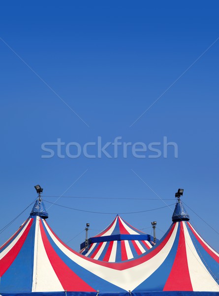 Circus tent under blue sky colorful stripes Stock photo © lunamarina