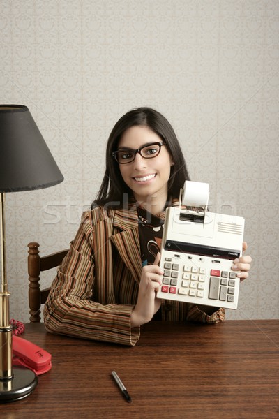 Muhasebeci sekreter Retro kadın bağbozumu ofis Stok fotoğraf © lunamarina
