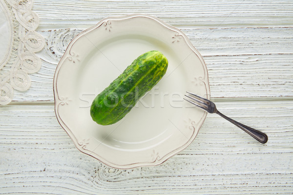 Salatalık tok beyaz plaka minimalist gıda Stok fotoğraf © lunamarina