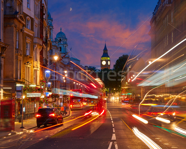 Londra Big Ben kare trafik trafik ışıkları gün batımı Stok fotoğraf © lunamarina