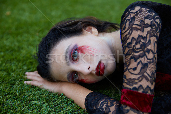 Halloween Kid fille sanglante maquillage [[stock_photo]] © lunamarina