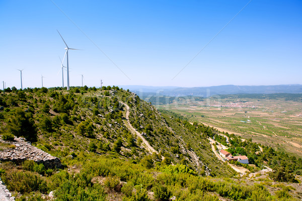 Aras de los Olmos valley with winmills Stock photo © lunamarina