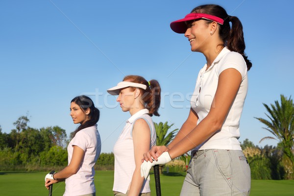 Stok fotoğraf: Golf · üç · kadın · yeşil · ot · doğa