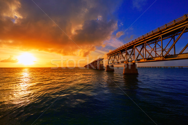 Florida Keys old bridge sunset at Bahia Honda Stock photo © lunamarina