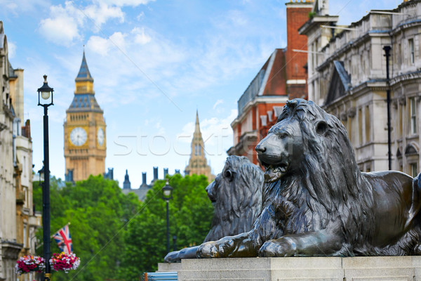 London Trafalgar Square lion in UK Stock photo © lunamarina