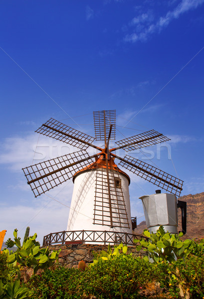 El molino de Mogan historical windmill Stock photo © lunamarina