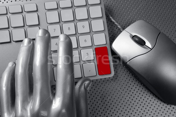 Foto stock: Mouse · prata · mão · futurista · negócio