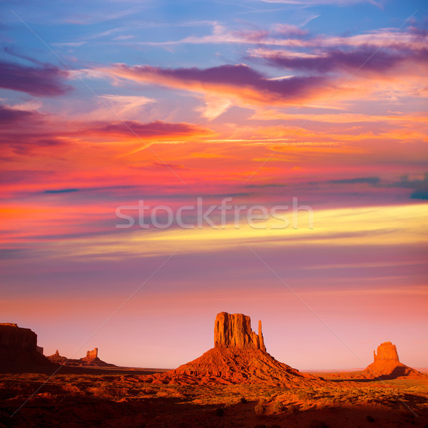 Monument Valley West Mitten and Merrick Butte sunset Stock photo © lunamarina