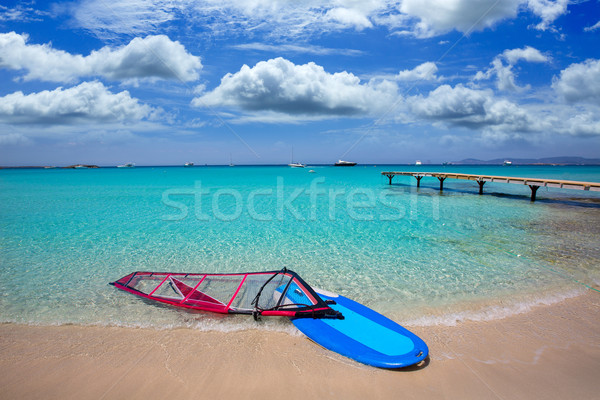 Stock photo: Formentera ibiza ses Illetes beach with wind surf
