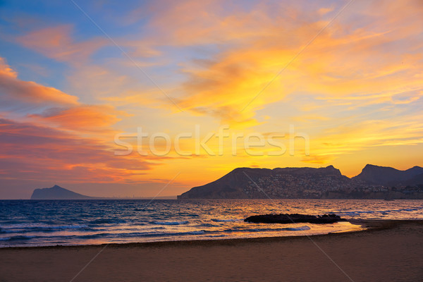 Calpe sunset in Mediterranean in cantal roig  Stock photo © lunamarina