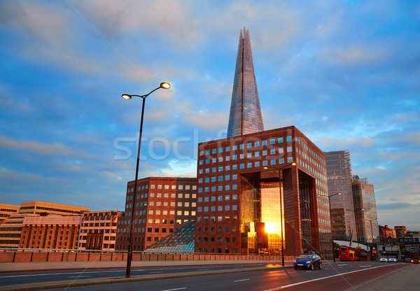 London The Shard building at sunset Stock photo © lunamarina