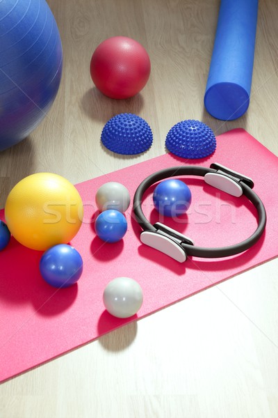 balls pilates toning stability ring roller yoga mat Stock photo © lunamarina