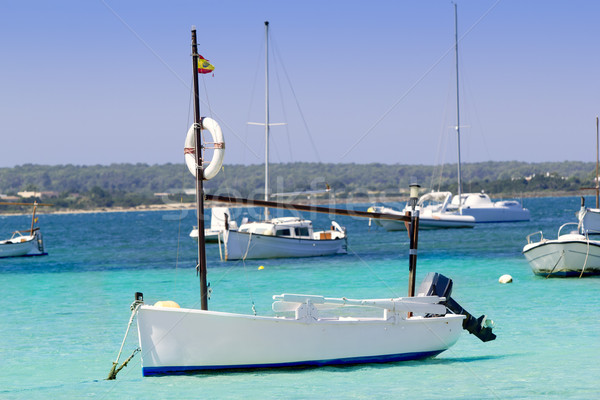 estany des peix in Formentera lake anchor boats Stock photo © lunamarina