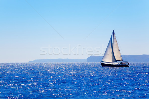 Foto stock: Azul · mediterrânico · veleiro · navegação · perfeito · oceano