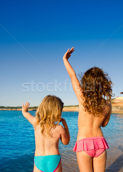 Powitanie znak ręką plaży powiedzenie bye Zdjęcia stock © lunamarina