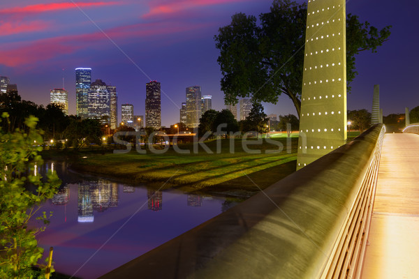 Сток-фото: Хьюстон · закат · Skyline · Техас · парка · небе