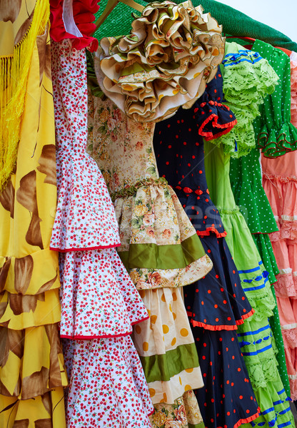 Andalusian gipsy dresses in a row at Spain Stock photo © lunamarina