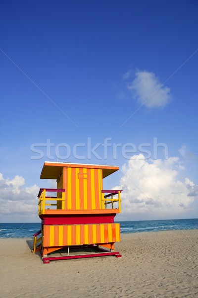 Lifeguard houses in Miami Beach Stock photo © lunamarina