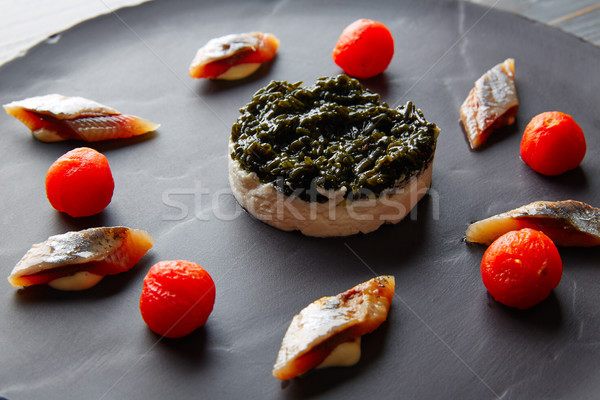sardine with pannacotta codium and tomato Stock photo © lunamarina
