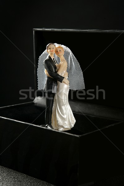 Foto stock: Matrimonio · Pareja · figurilla · negro · cuadro · boda