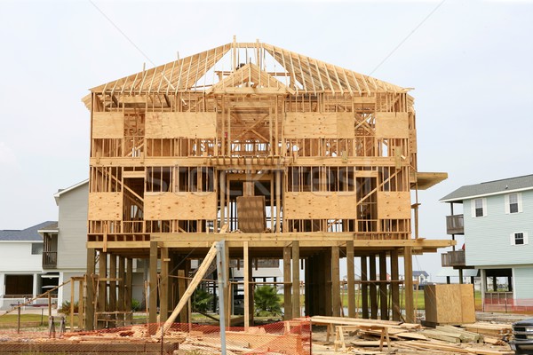 Hout huis amerikaanse houten structuur bouwen Stockfoto © lunamarina