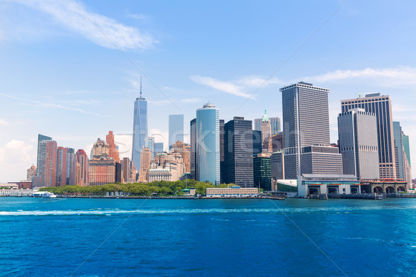 Lower Manhattan skyline New York from bay USA Stock photo © lunamarina