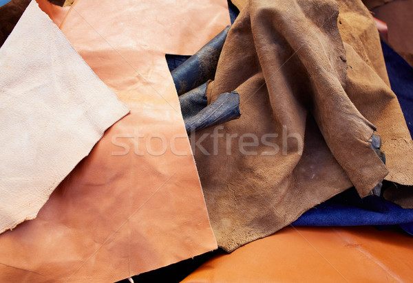Leder rommelig gemengd materieel werk textiel Stockfoto © lunamarina