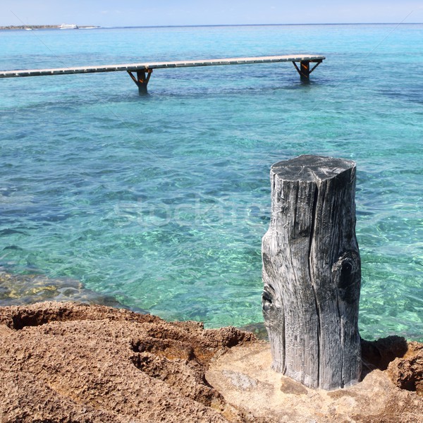 Formentera Illetes turquoise sea wooden pier Stock photo © lunamarina