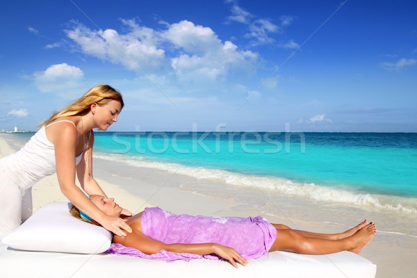 Reiki massaggio Caraibi spiaggia donna vacanze Foto d'archivio © lunamarina