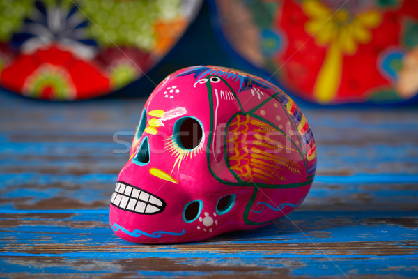 Mexican pink skull dia muertos craft Stock photo © lunamarina