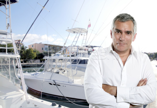 captain fisherman boat senior expertise deep fishing Stock photo © lunamarina