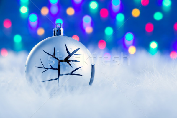 快乐 / christmas babule in silver with tree and colorful lighs