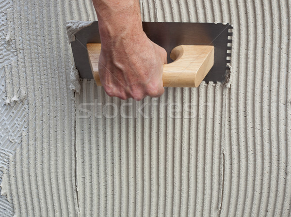 Stockfoto: Bouw · witte · cement · tegels · werk · textuur