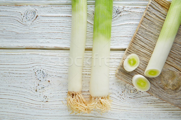 Leeks vegetable raw food with cutted texture Stock photo © lunamarina