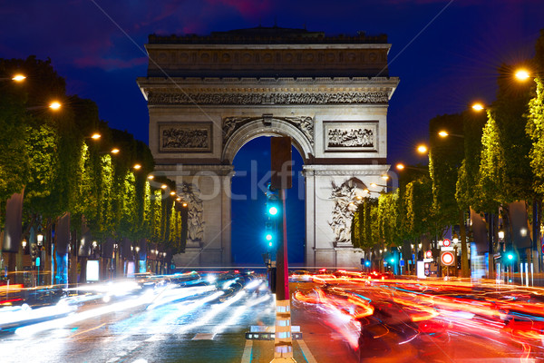 Arc de Triomphe Paris Bogen Triumph Sonnenuntergang Frankreich Stock foto © lunamarina