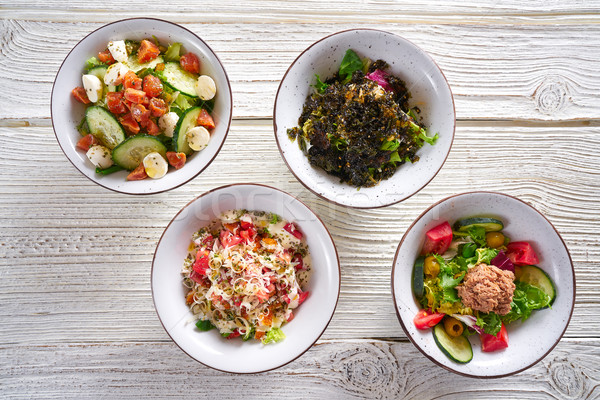 four salad mix bowls healthy food  Stock photo © lunamarina