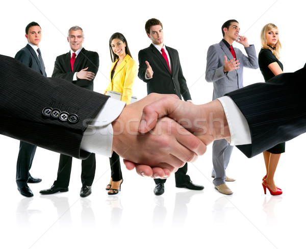 Imagine de stoc: Oameni · de · afaceri · strângere · de · mână · companie · echipă · birou · femei