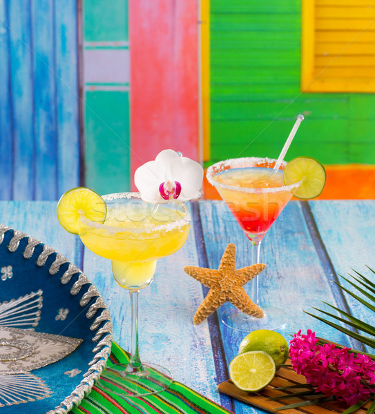 Cocktails mexican Margarita and sex on the beach in Caribbean Stock photo © lunamarina