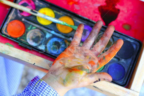 アーティスト 子供 絵画 ブラシ 手 水彩画 ストックフォト © lunamarina
