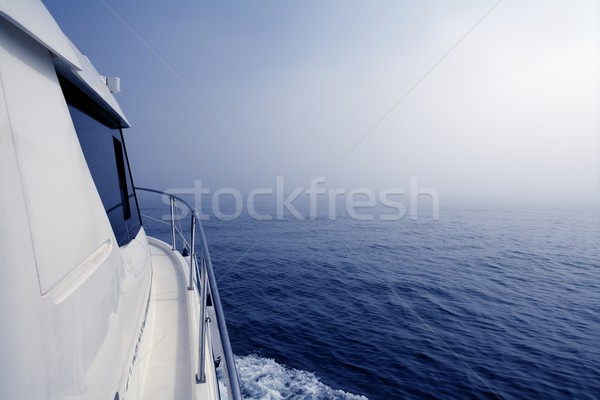 Stock photo: Blue fog sea in a foggy day low visibility 