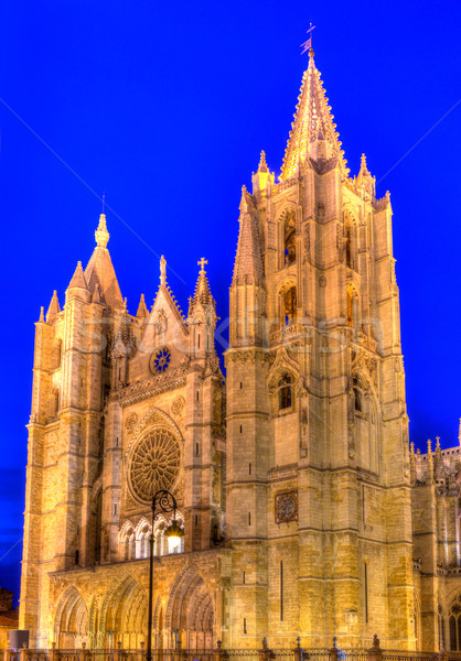 Cathedral of Leon in Castilla at Spain Stock photo © lunamarina