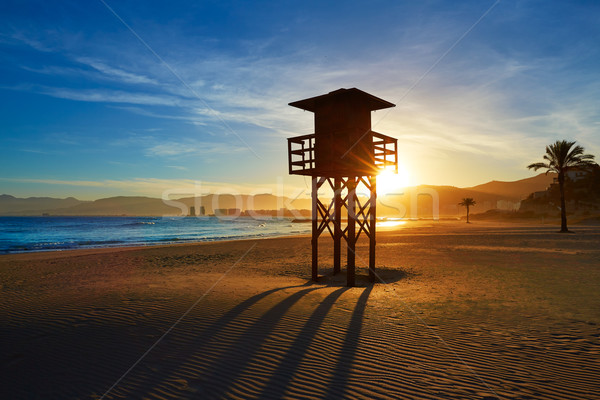 Stockfoto: Strand · zonsondergang · Valencia · middellandse · zee · Spanje · water