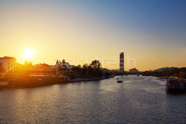 Seville sunset skyline torre del Oro in Sevilla Stock photo © lunamarina