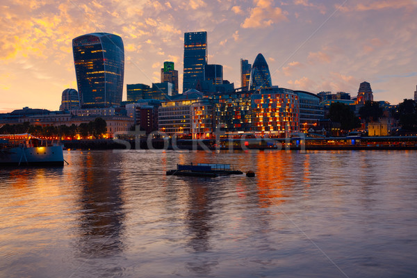 London financial district skyline sunset Stock photo © lunamarina