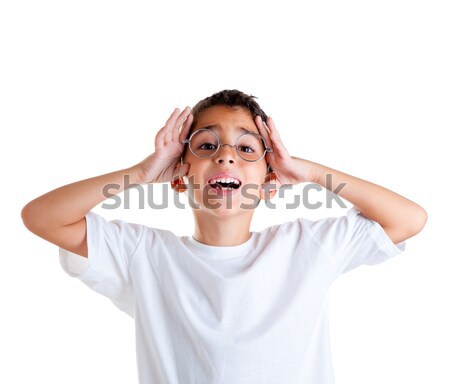 Stock photo: children nerd kid with glasses and happy expression