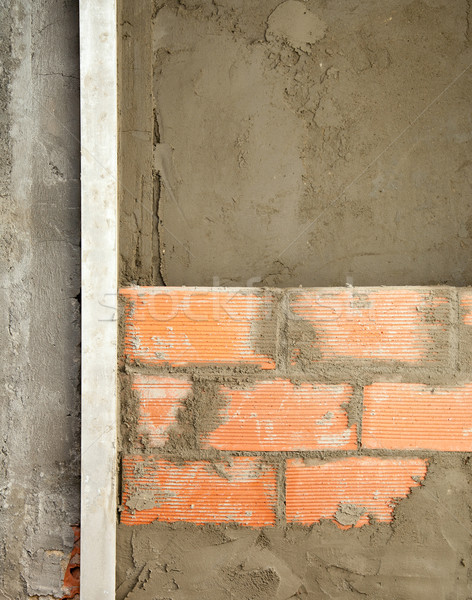 brickwall construction and mortar cement plaster Stock photo © lunamarina